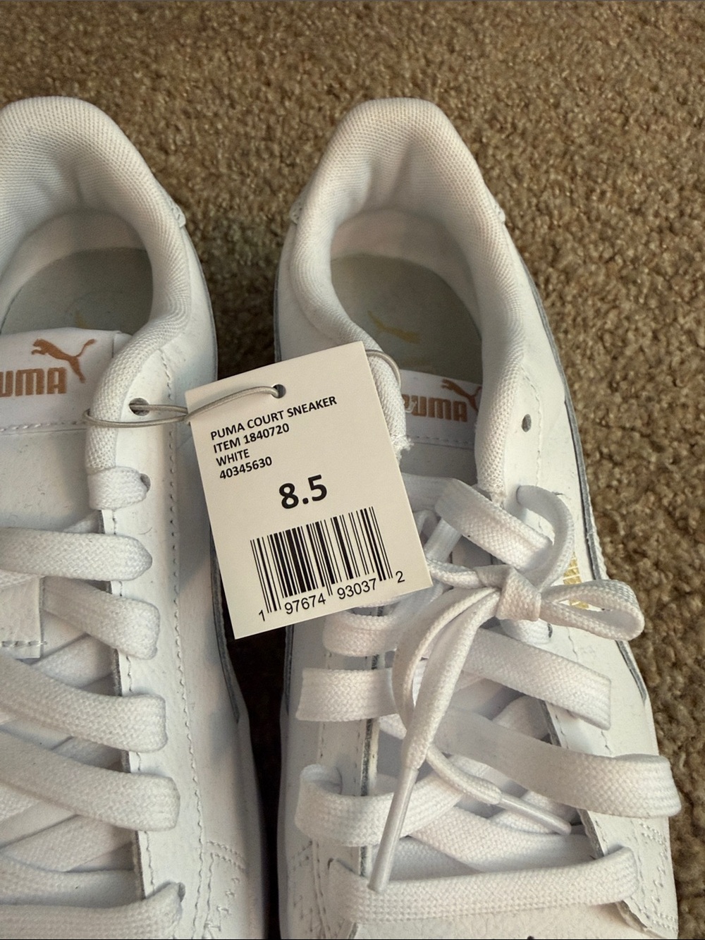 Puma Court Sneaker Women's White Low-Top Platform Sneakers with Gold Logo - Picture 5 of 6